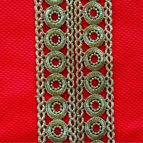 PAPPAGALLO Sleeveless Shift Dress with Gold Lace Trim--M - Picture 7 of 16